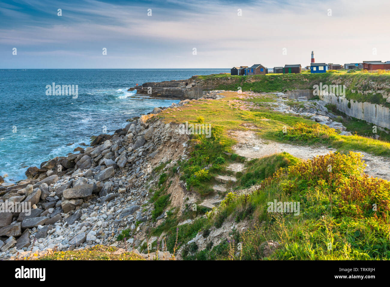 Dramatic coastal scenery at Portland Bill on the Isle of Portland with ...