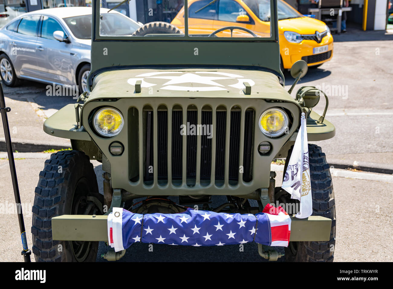 Wattrelos,FRANCE-June 02,2019: military off-road vehicle from the period of the second world war, Willys MB. Stock Photo