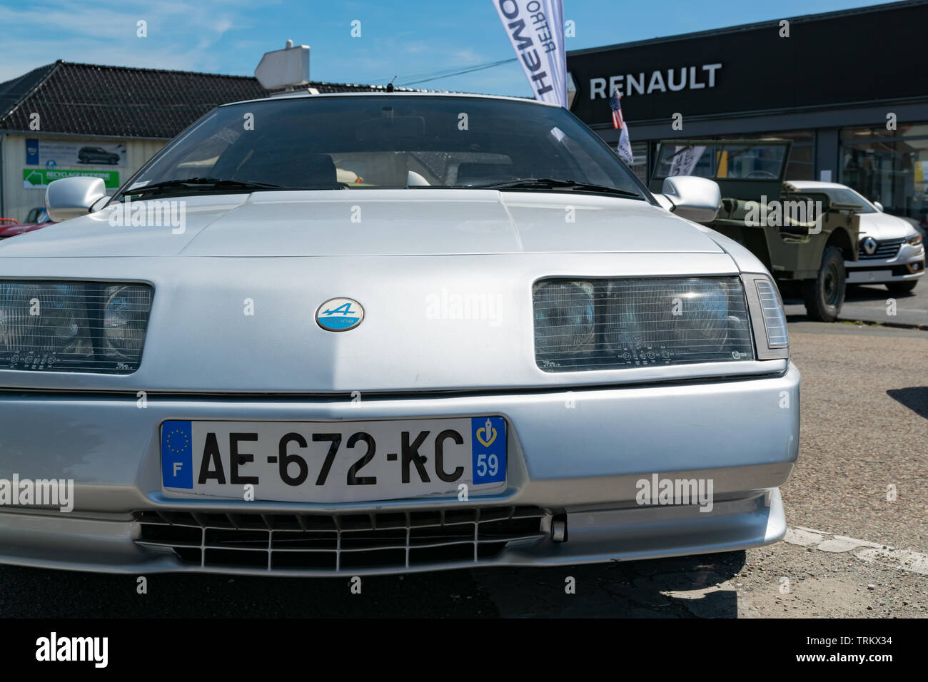 Wattrelos,FRANCE-June 02,2019:  Renault Alpine GTA V6 Turbo,car exhibited at the 7th Retro Car Festival at the Renault Wattrelos ZI Martinoire parking Stock Photo