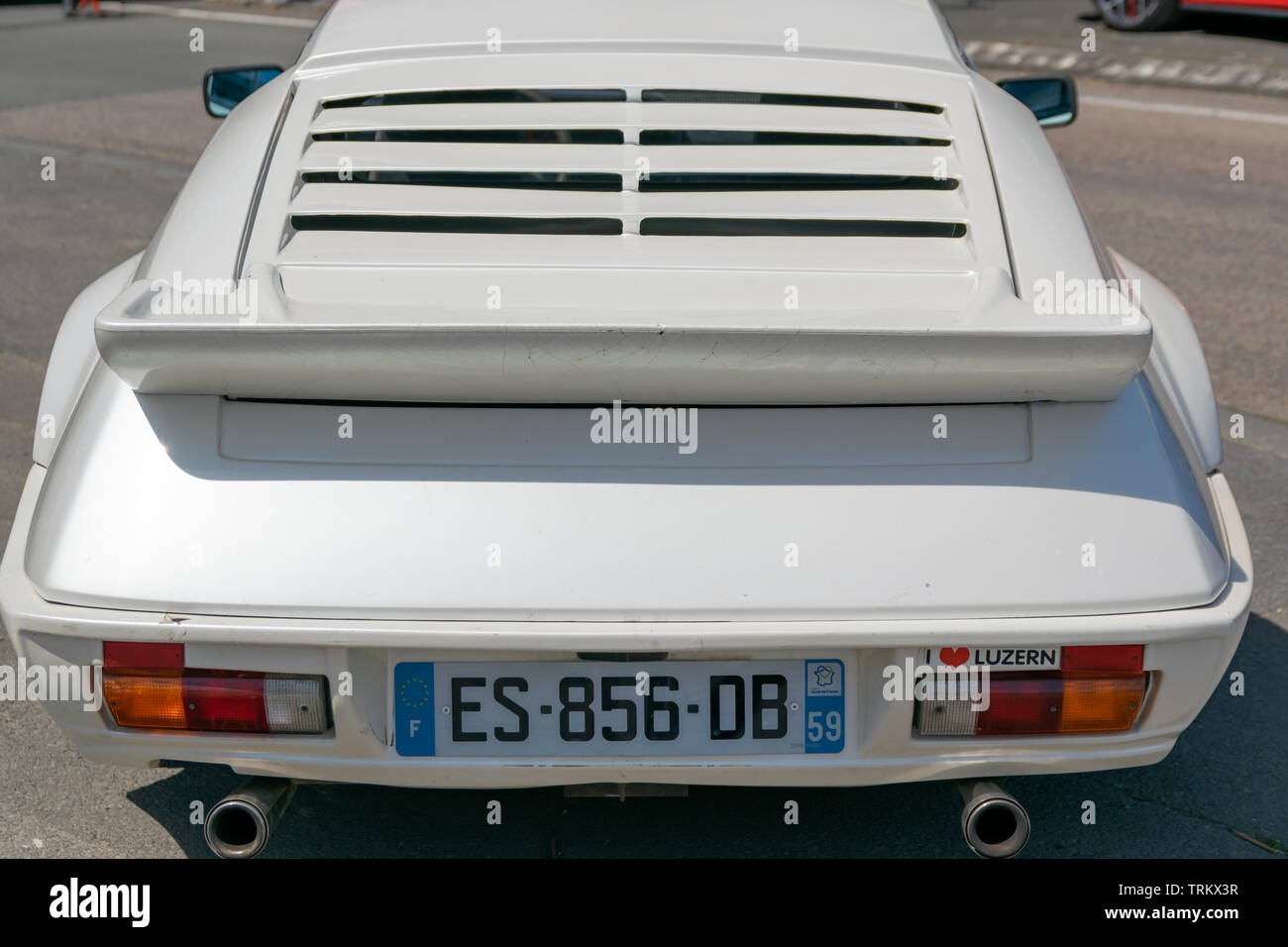 Wattrelos,FRANCE-June 02,2019: Renault Alpine A310 V6 Turbo,rear view,car exhibited at the 7th Retro Car Festival at the Renault Wattrelos Martinoire. Stock Photo