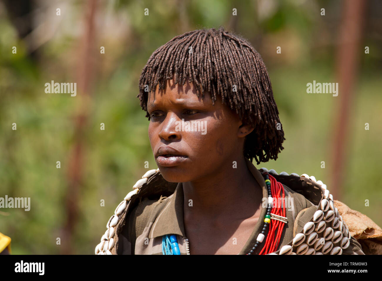 Market woman from the Ari tribe, portrait, southern Omo valley, southern Ethiopia, Africa Stock Photo
