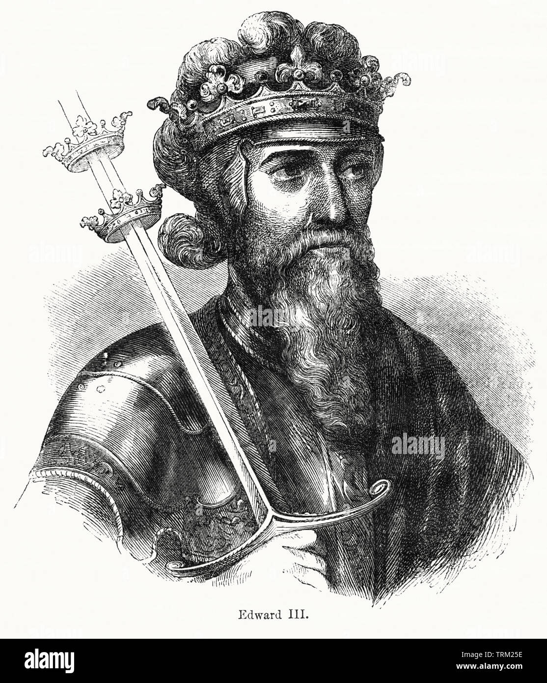 Edward III, King of England 1327-77, Illustration from John Cassell's Illustrated History of England, Vol. I from the earliest period to the reign of Edward the Fourth, Cassell, Petter and Galpin, 1857 Stock Photo
