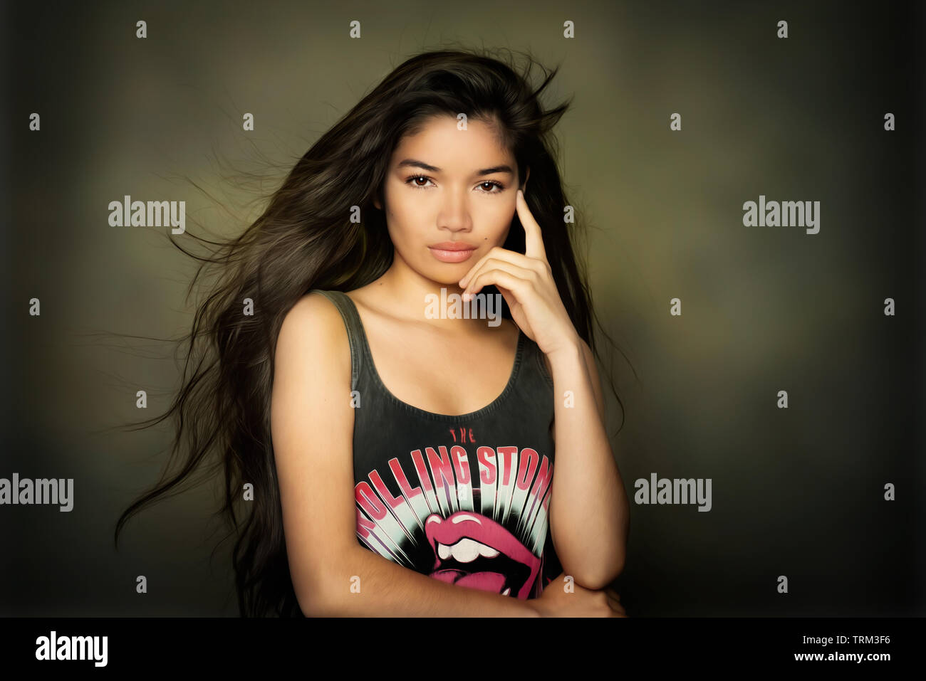 Young pretty woman with long hair Stock Photo