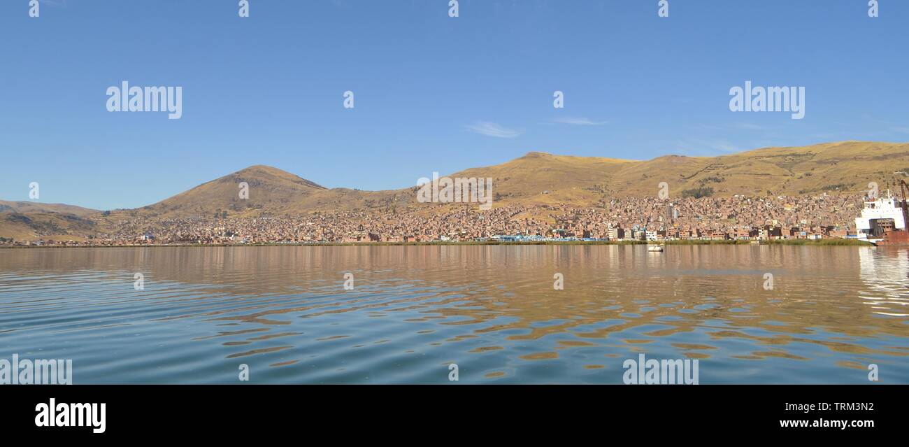 Peru,Puno,Titicaca. View of Titicaca Lake. Stock Photo