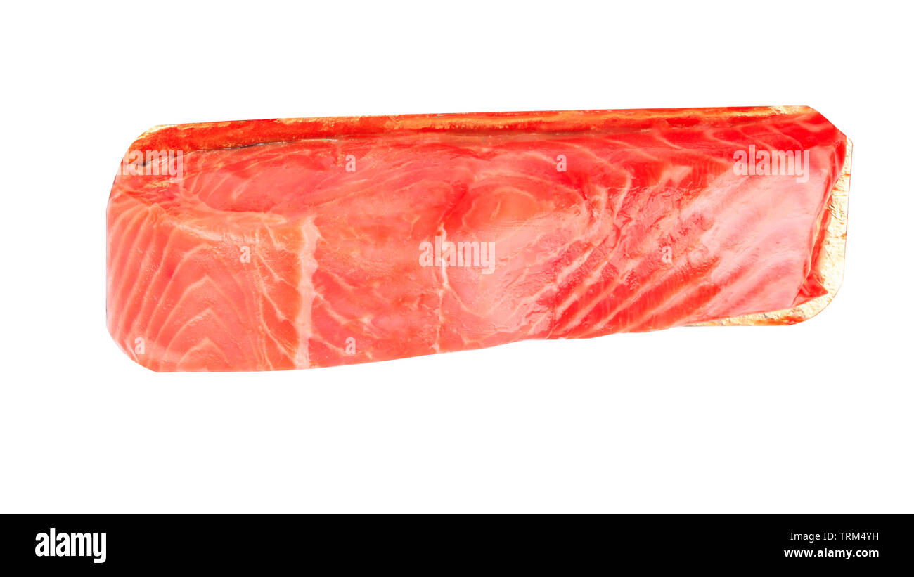 piece of red fish fillet isolated on white Stock Photo - Alamy