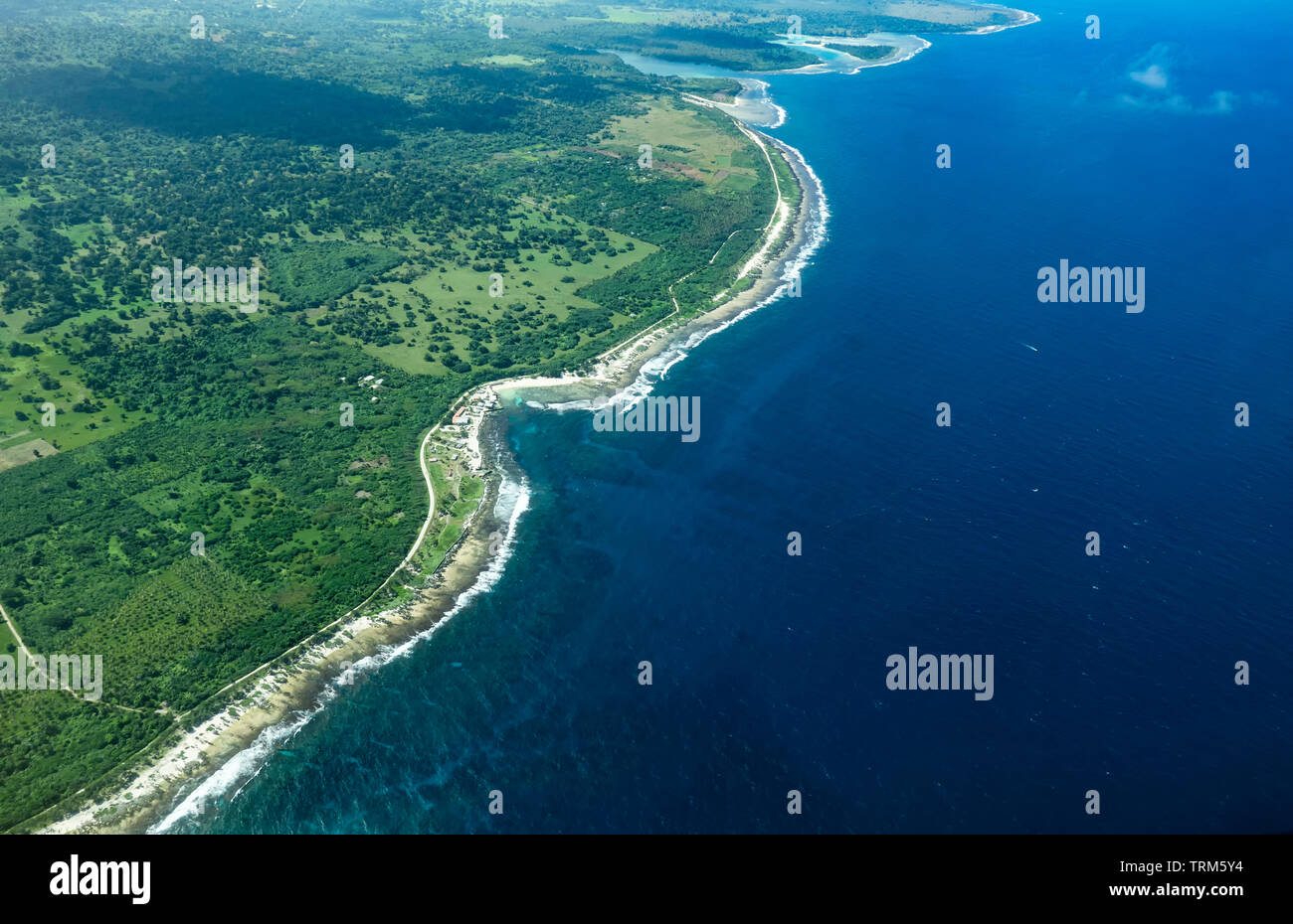 Aerial view of the coastline of Tanna Island, Vanuatu, Melanesia Stock Photo