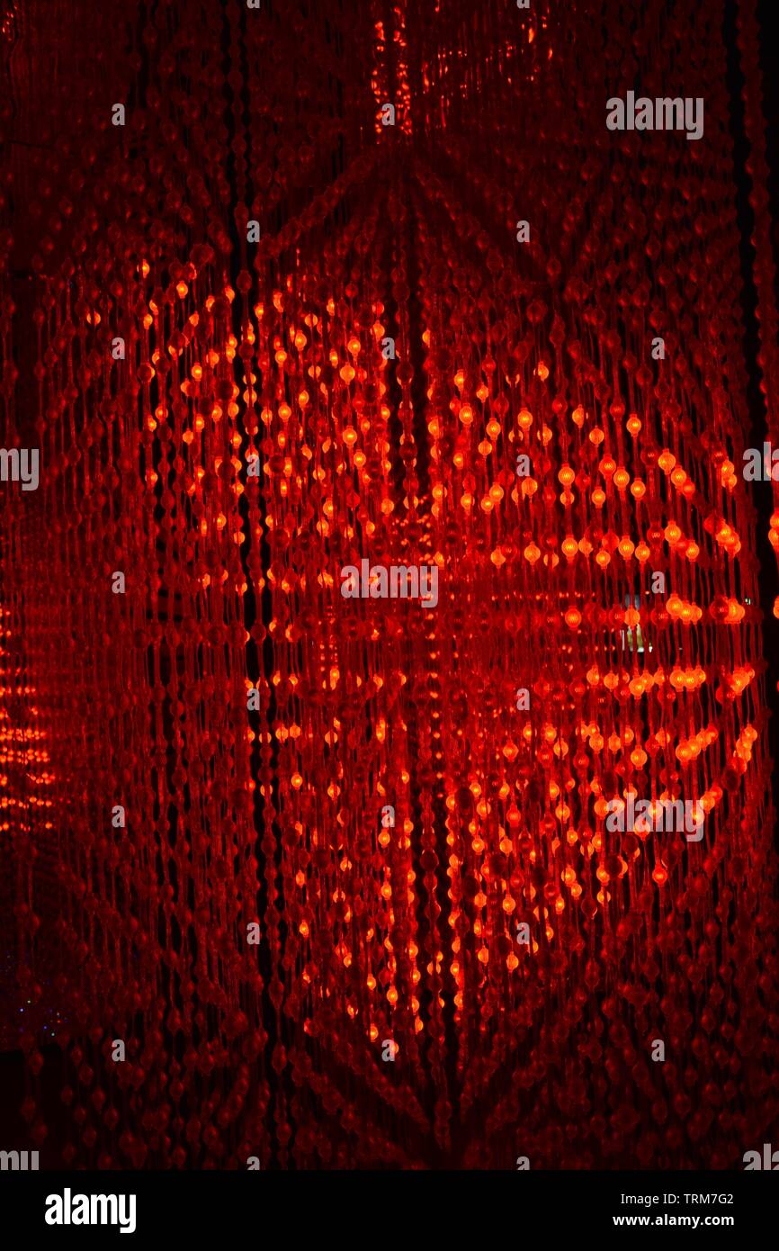 Brilliant red LED lights installation at Xintiandi in Shanghai Stock Photo