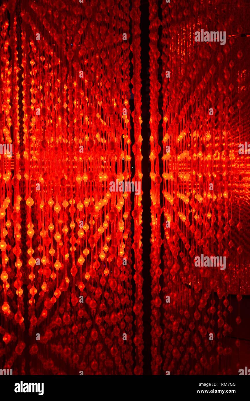 Brilliant red LED lights installation at Xintiandi in Shanghai Stock Photo
