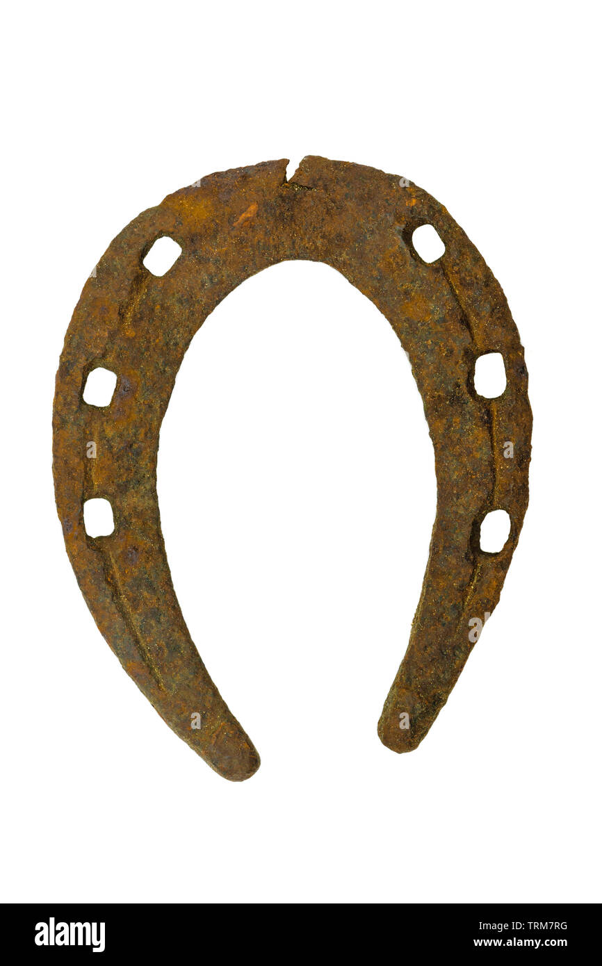 Very old and rusty brown horseshoe