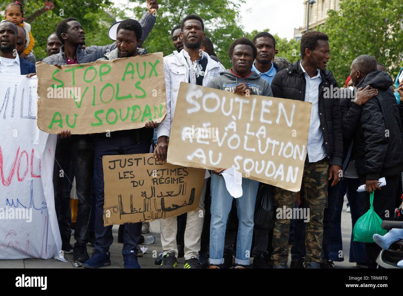 Paris, France. 8th June, 2019. Rally in support of the Sudanese people against the Transitional Military Council on June 8, 2019 in Paris, France. Stock Photo