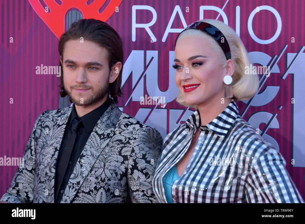 Zedd and Katy Perry at the 2019 iHeartRadio Music Awards in Los Angeles on March 14, 2019 Stock Photo