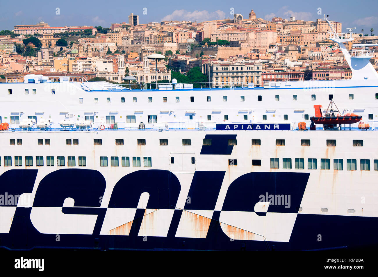 Ferry, Port of Cagliari, Sardinia, Italy Stock Photo