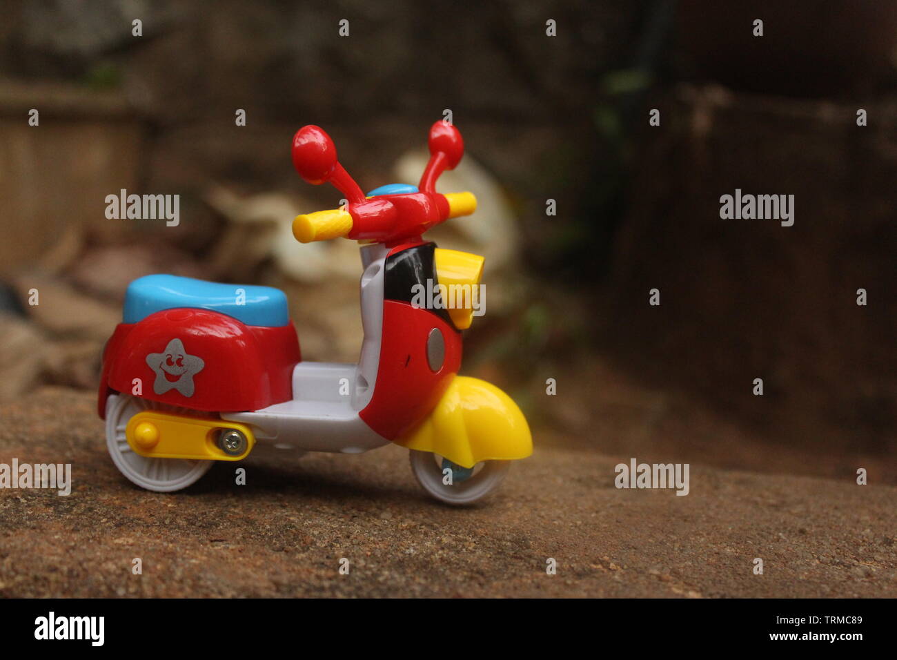 a toy bike all set to be played with. Stock Photo