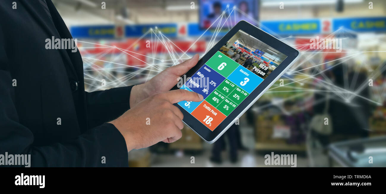 deep machine learning concept, the store or smart retail use artificial intelligence technology