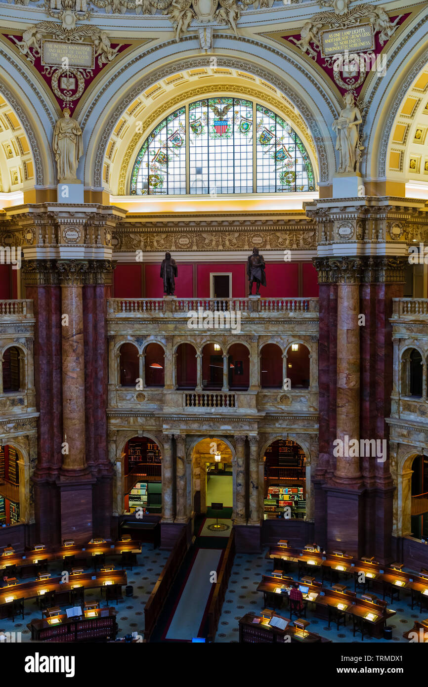 Reading Room Library Of Congress Interior Washington Dc