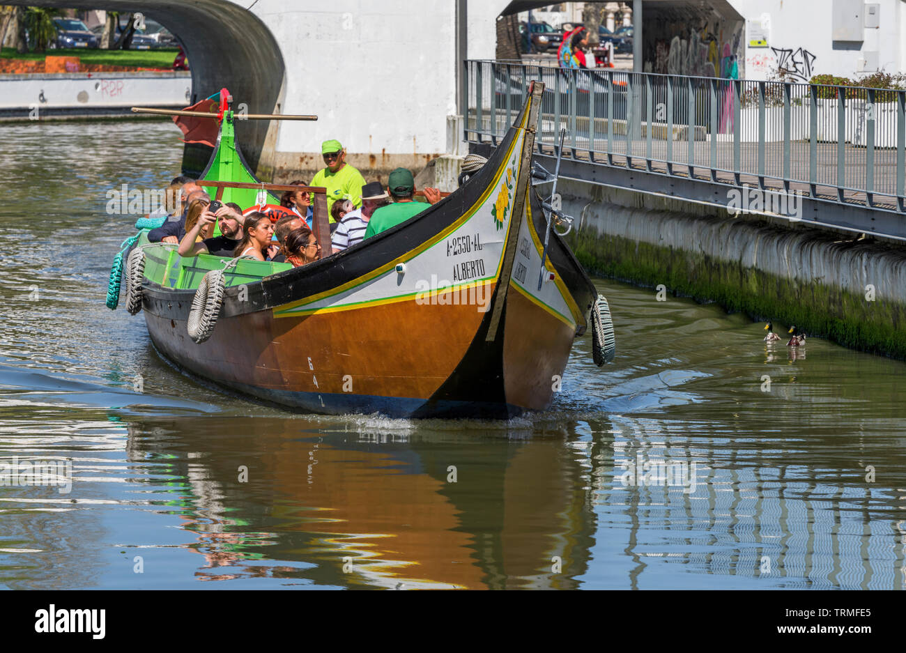 Traditional gondolas at Aveiro canals, Portugal Stock Photo