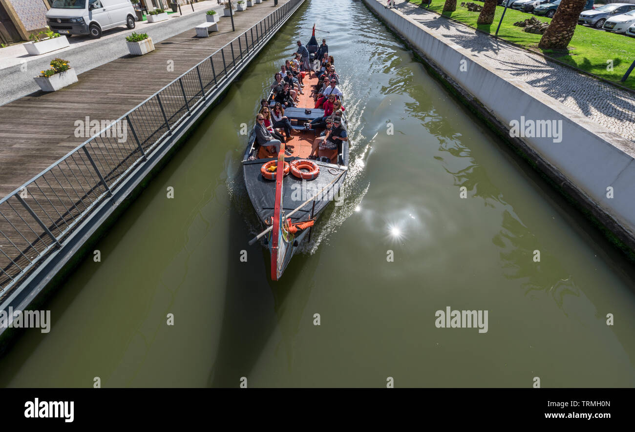 Traditional gondolas on the canals of Aveiro, Portugal Stock Photo