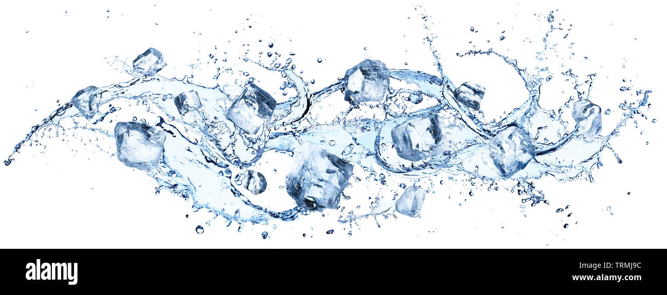 Ice Cubes In Splashing - Cold And Refreshment Stock Photo - Alamy