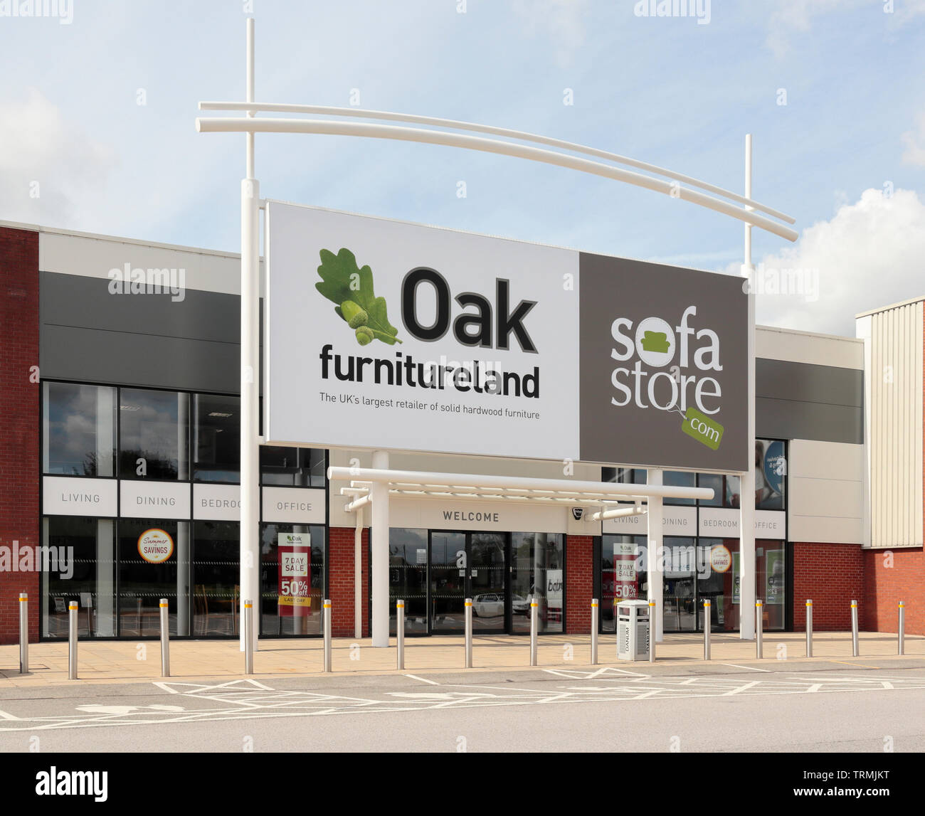 Oak Furniture Land Store Front facia, Doncaster, South Yorkshire, UK Stock Photo