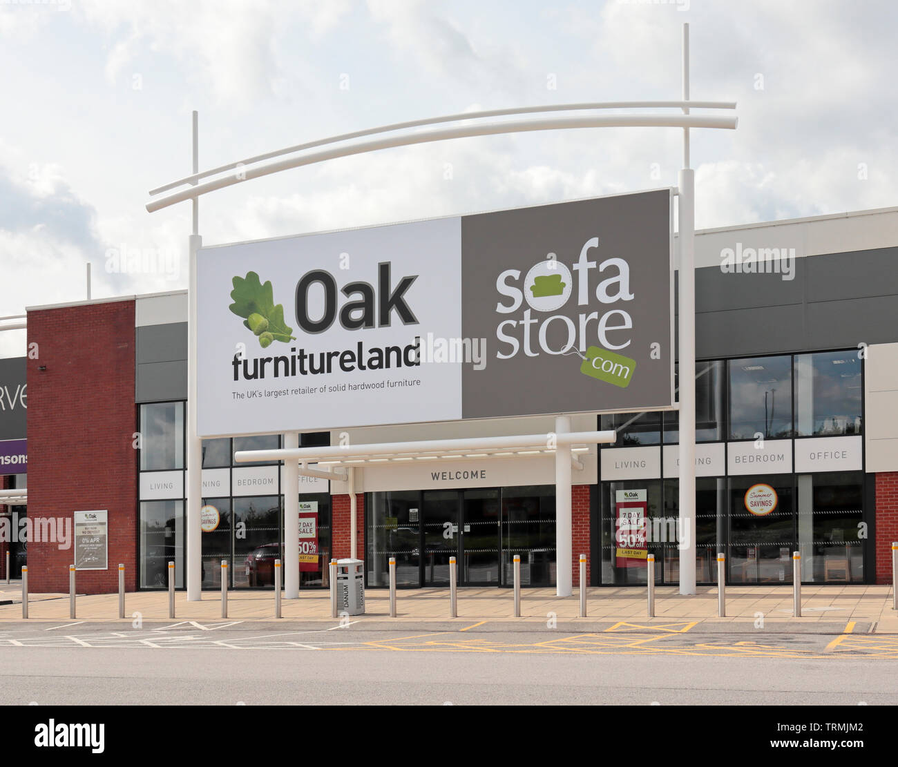Oak Furniture Land Store Front facia, Doncaster, South Yorkshire, UK Stock Photo
