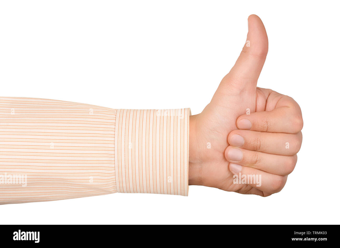 Hand with thumb up isolated on white background Stock Photo
