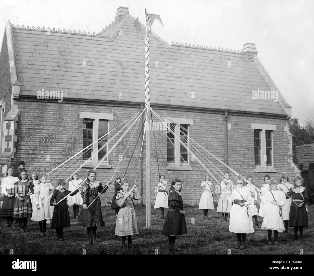 School Maypole Dancing Stock Photo