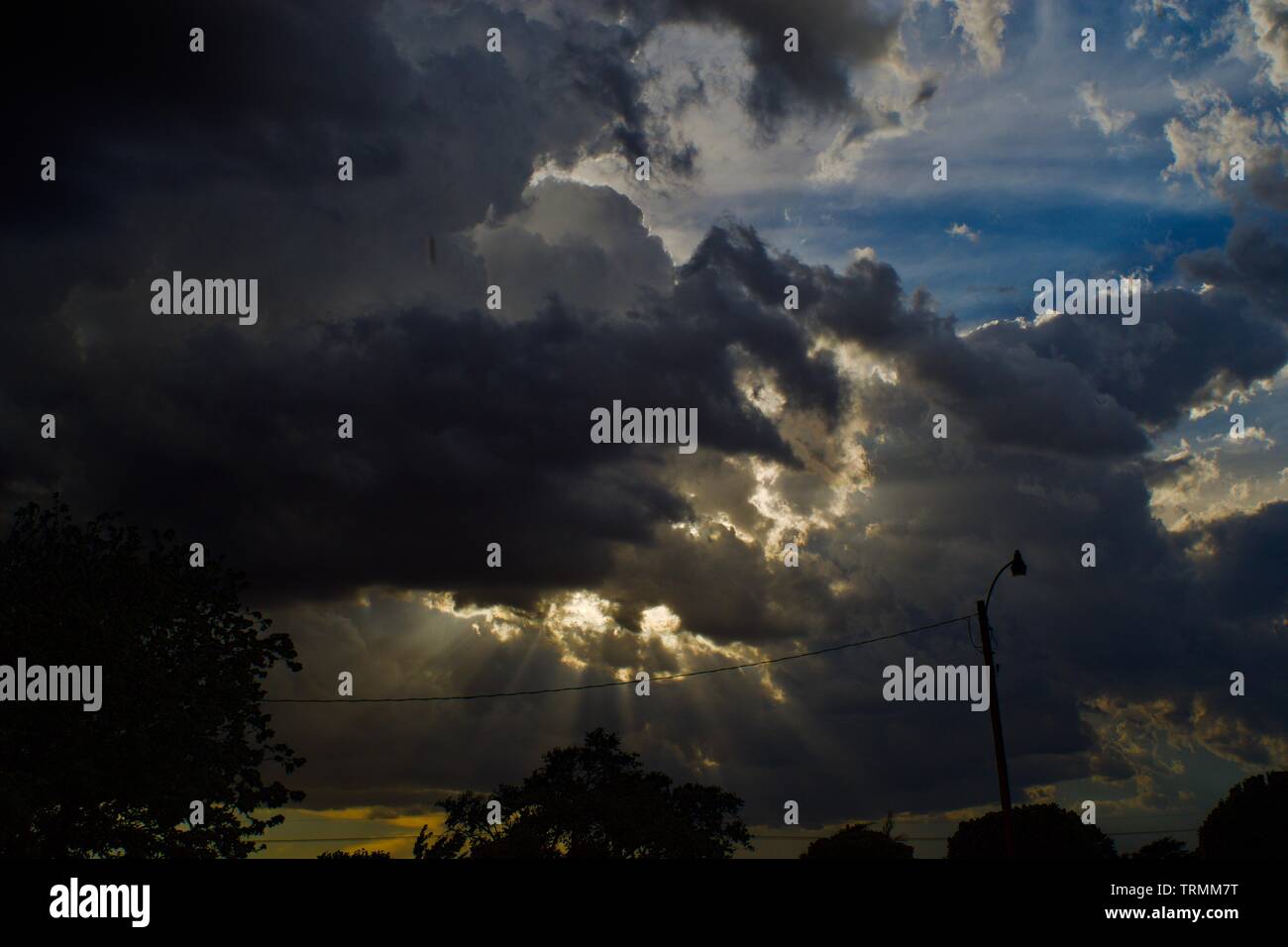 Storm Clouds over Canyon, Texas, Texas Panhandle Stock Photo