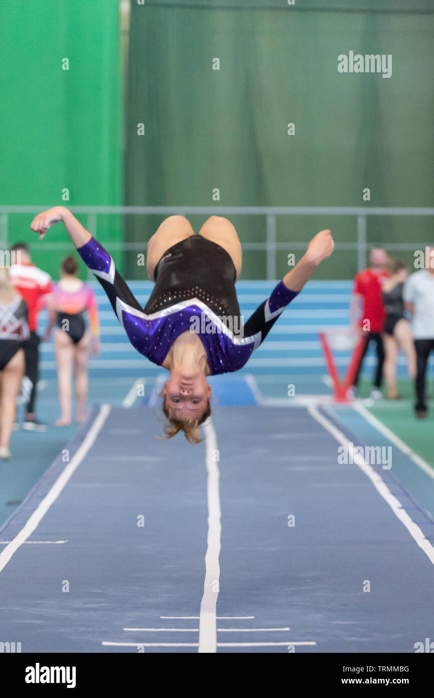 Sheffield, England, UK. 2 June 2019. Aimee Antonius from Andover Gymnastics Club in action during Spring Series 2 at the English Institute of Sport, Sheffield, UK. Stock Photo