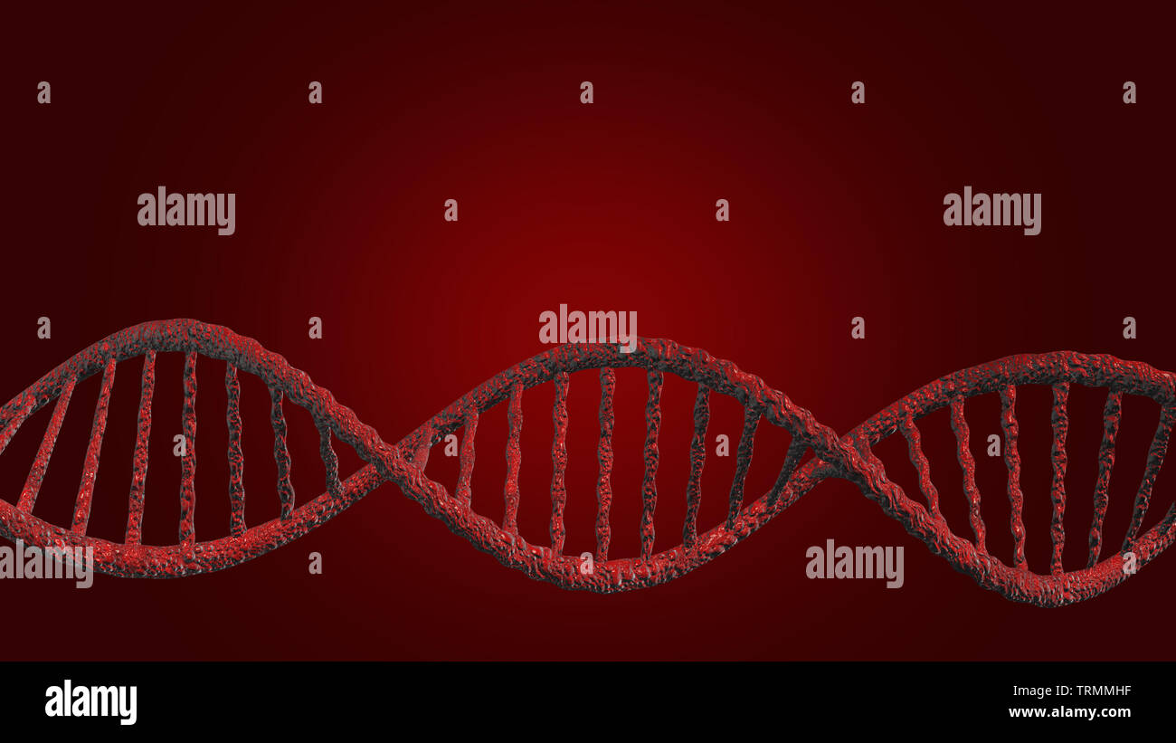 DNA vector, red line, red background Stock Photo