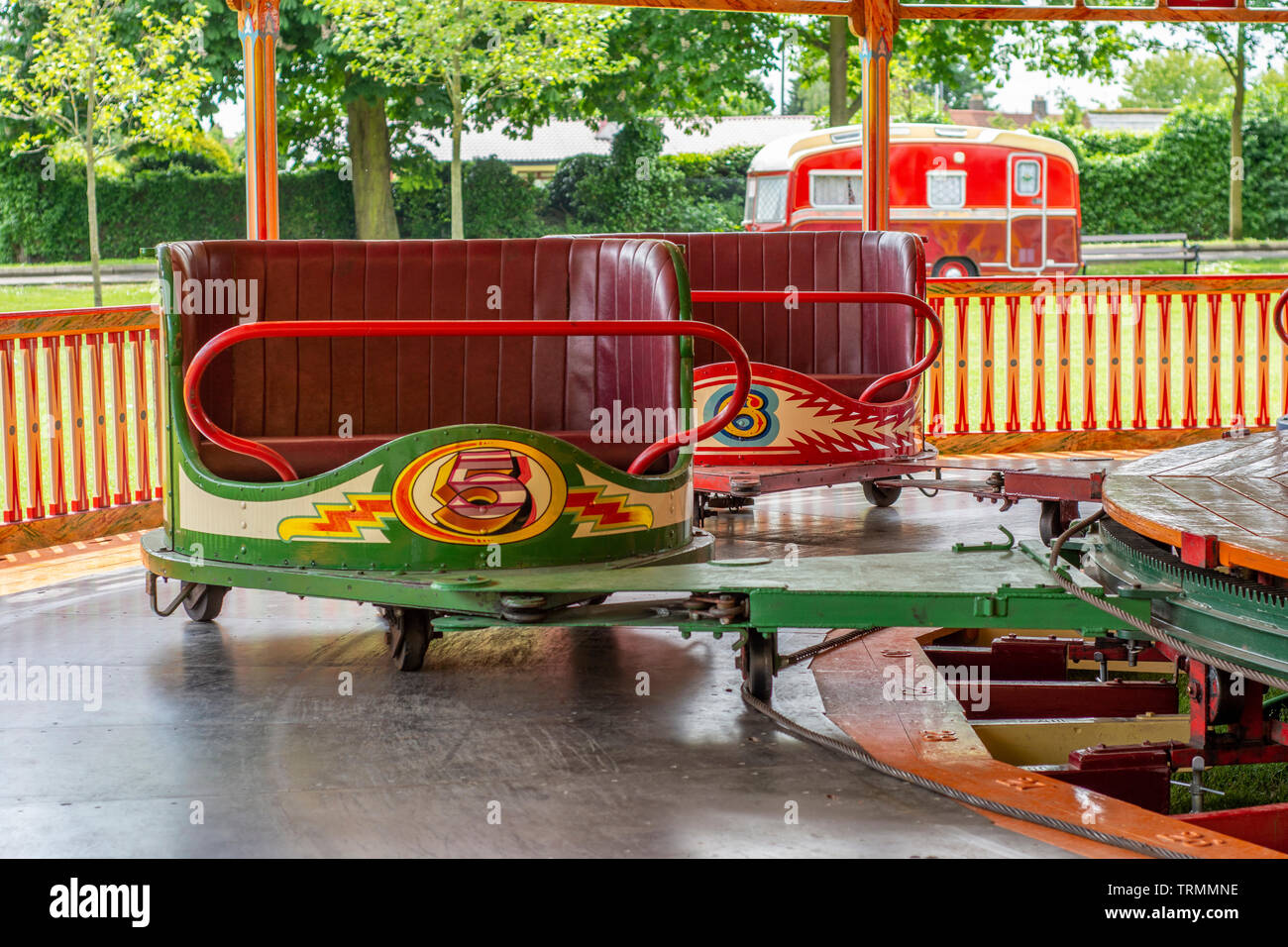 Waltzer fairground ride cab at fairground Stock Photo Alamy