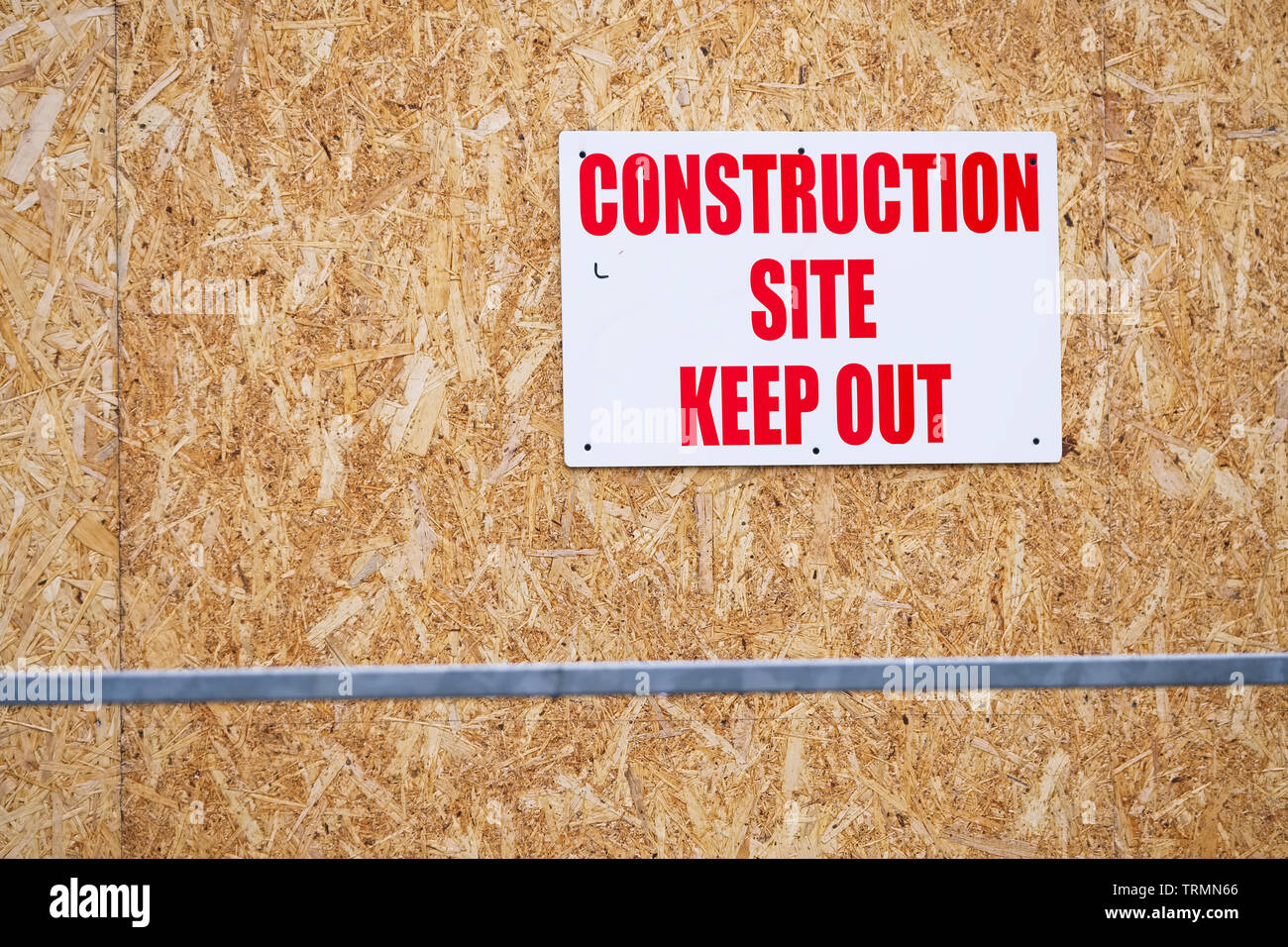 Keep out sign at construction building site Stock Photo