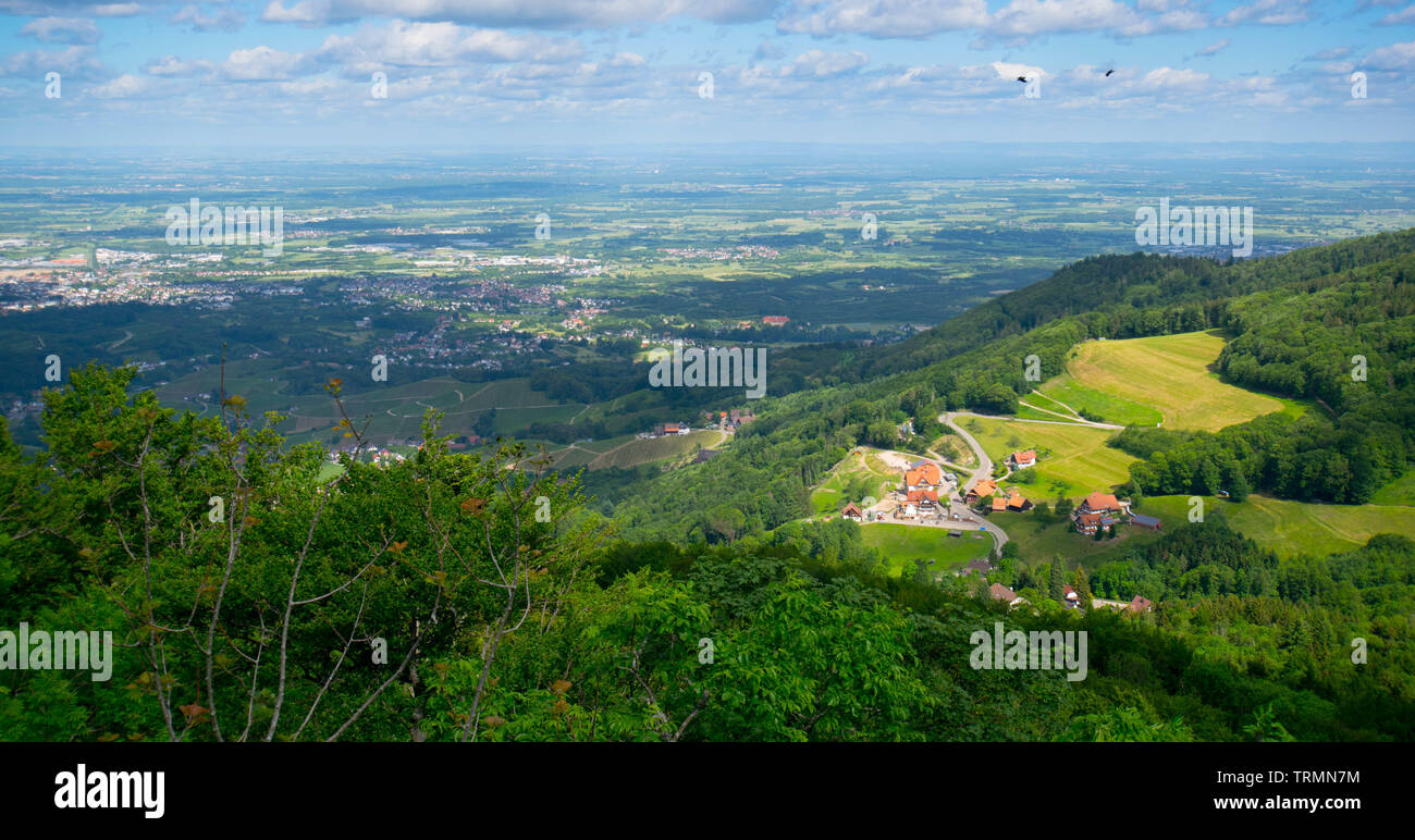 View from the Brigittenschloss castle ruin above Sasbachwalden in the black forest in germany Stock Photo