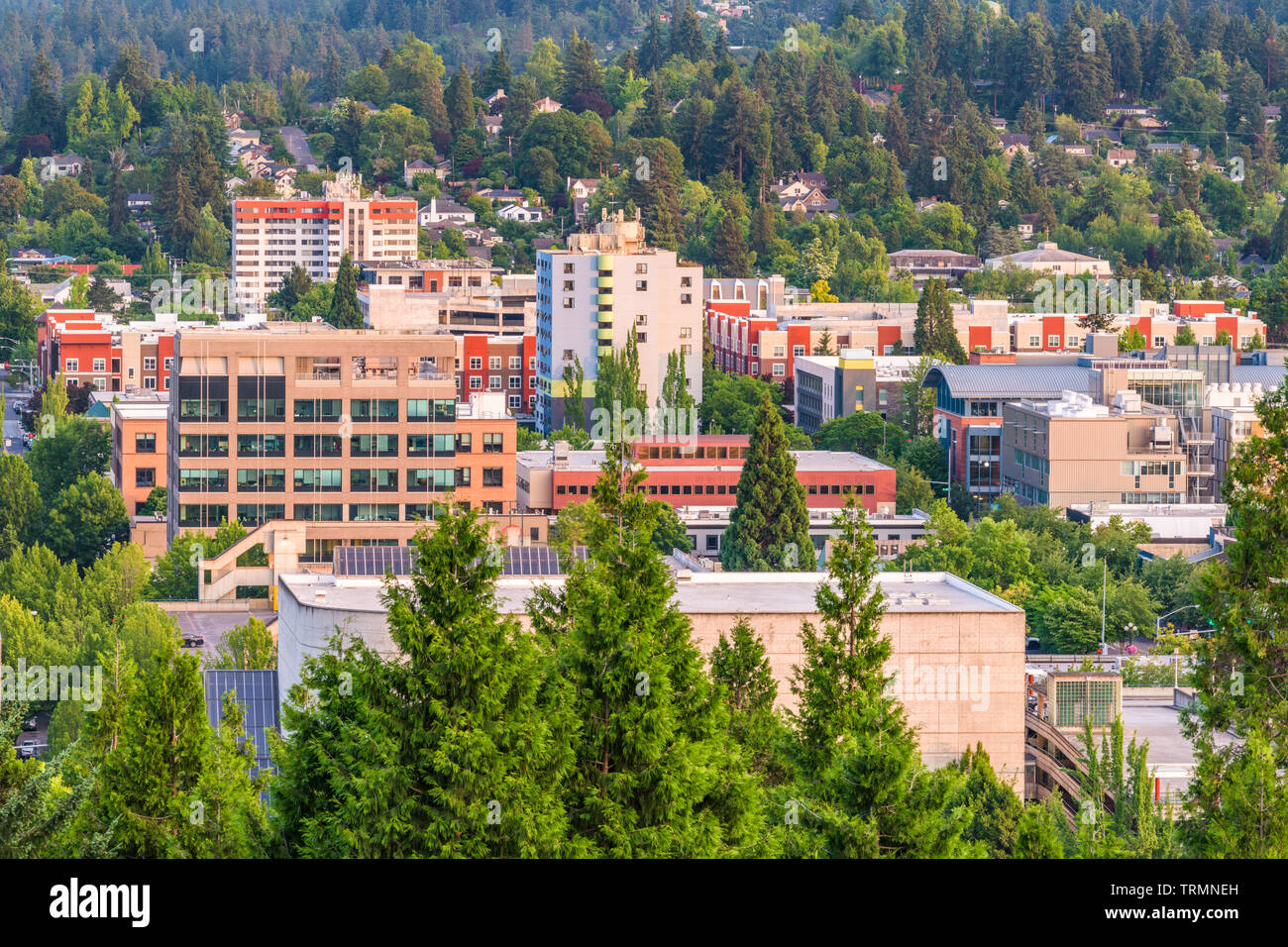 Eugene, Oregon, USA downtown cityscape at dusk Stock Photo - Alamy