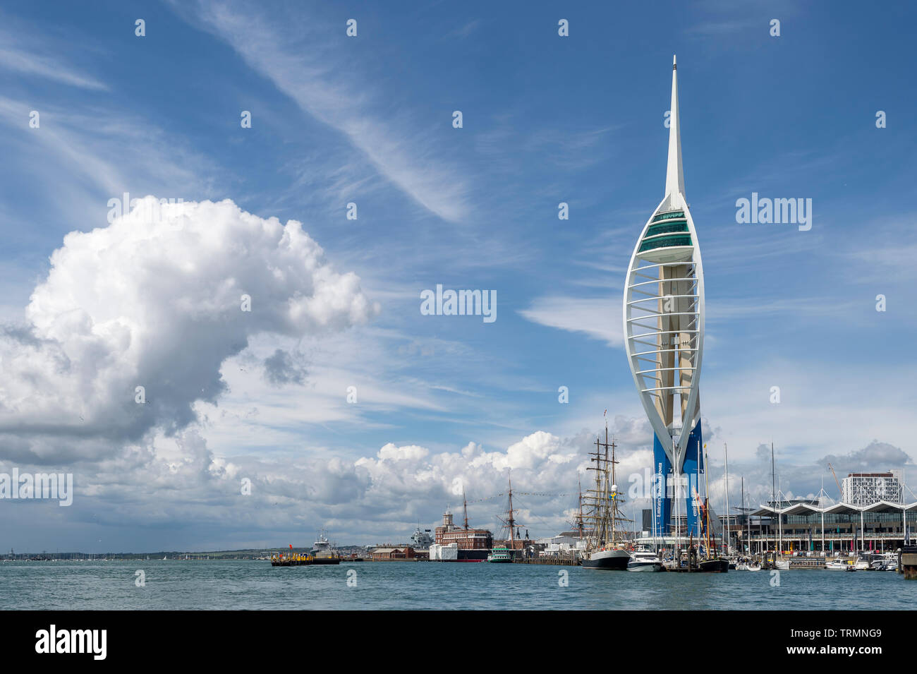 The Spinnaker Tower and Gunwharf Quays in Portsmouth, UK Stock Photo
