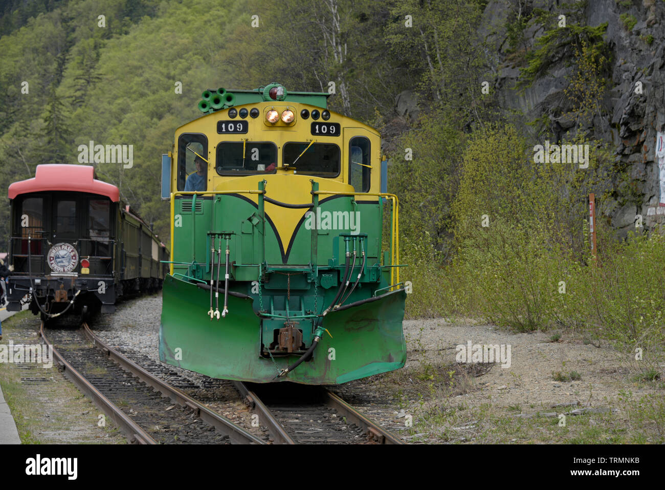 White Pass and Yukon Route Railway, Skagway, Alaska, Southeast Alaska, USA Stock Photo