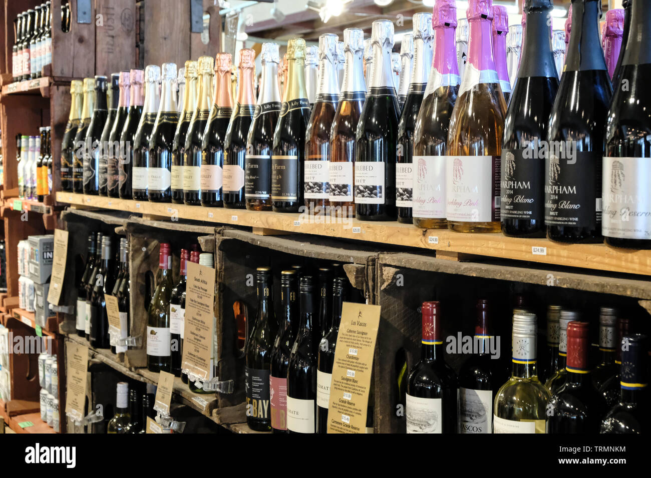 Darts Farm microbewery sells a selection of ciders, beers and wines, Topsham , UK Stock Photo