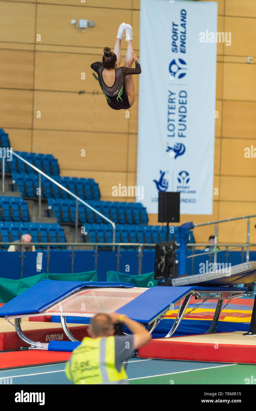 Sheffield, England, UK. 2 June 2019. Erifilly Heonos from Sky High  Trampoline Gymnastics Academy in action during Spring Series 2 at the  English Institute of Sport, Sheffield, UK Stock Photo - Alamy