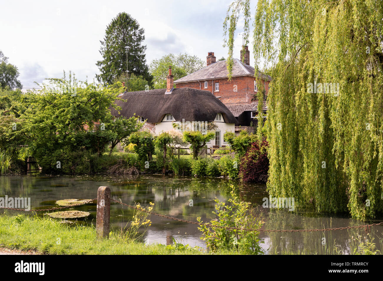 Wilton pond and picturesque thatched cottage, Wilton, Vale of Pewsey