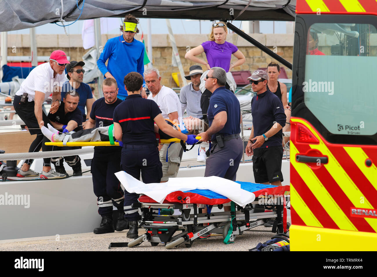SWISS NAUTIC Basel III - Accident - Port de Saint Tropez, France  - Giraglia - ROLEX SAILING - June 09 2019 p.m. 16,38  Credit photo Ilona Barna Stock Photo