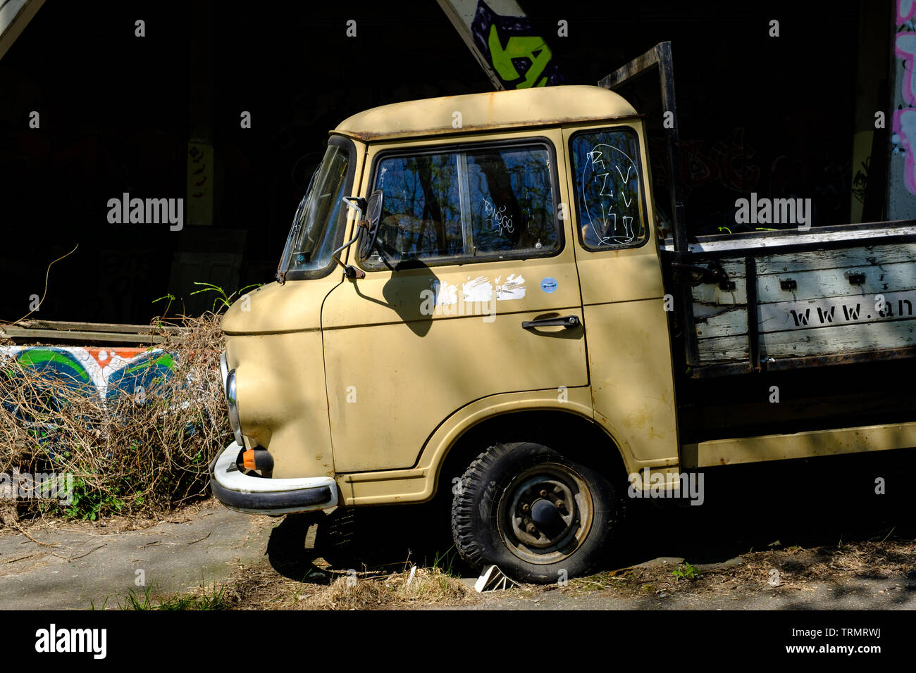 Abandoned truck. Listening Station, Field Station Berlin at Teufelsberg ...