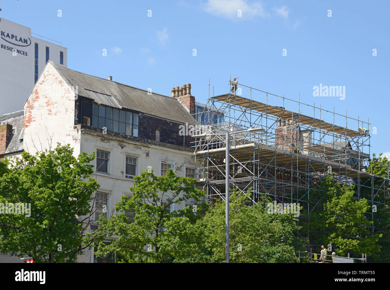 Scaffolding on very old property, in Nottingham Stock Photo Alamy