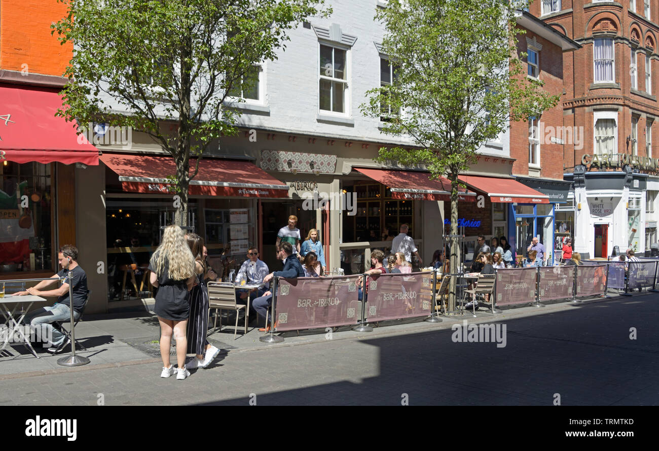 Bars & street seating, Iberico, Hockley, Nottingham. Stock Photo