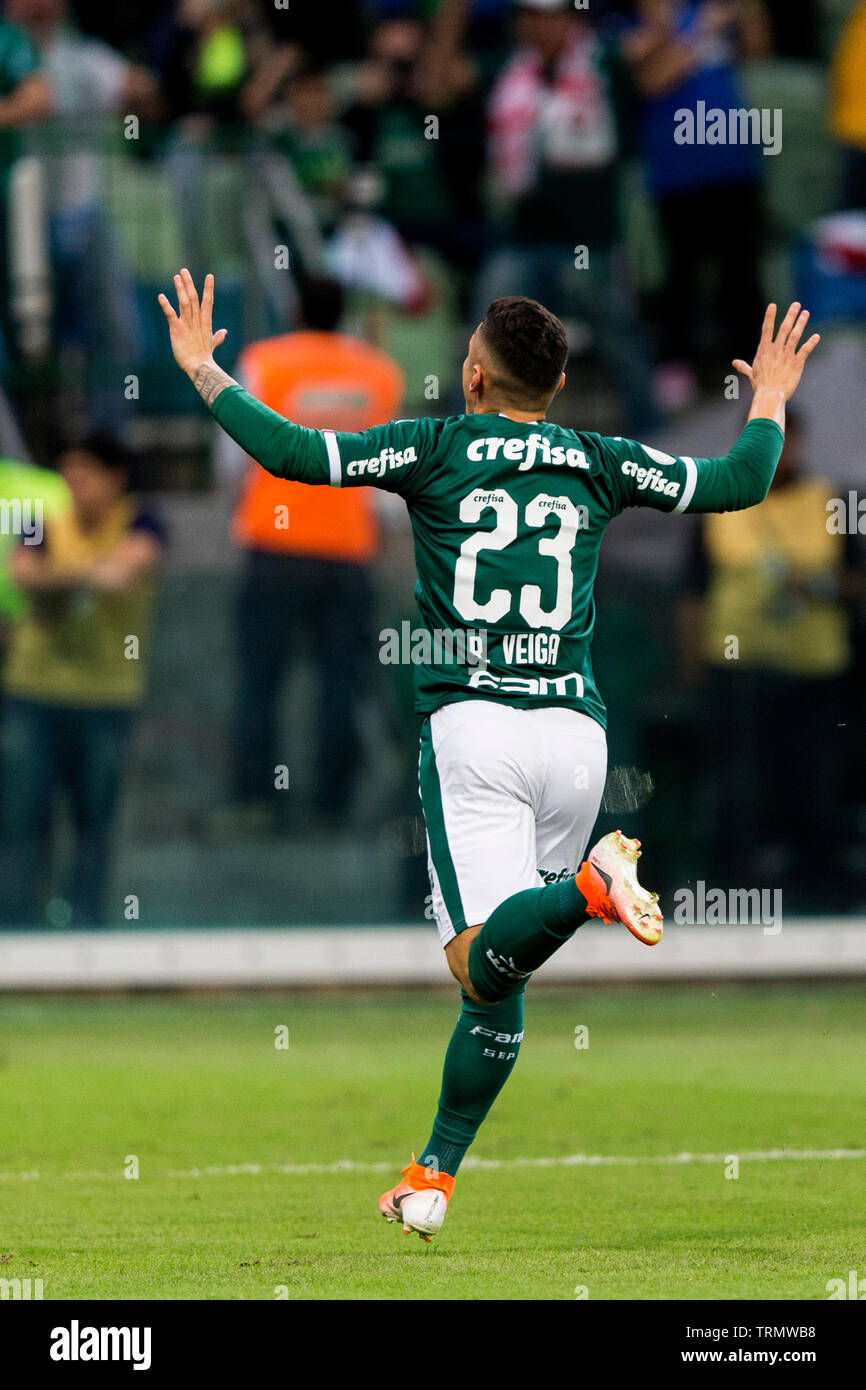 Sao Paulo Sp 08 06 2019 Futebol Palmeiras X Athletico Paranaense Raphael Veiga Do Palmeiras Comemora Seu Gol Durante Partida Entre Palmeira Stock Photo Alamy