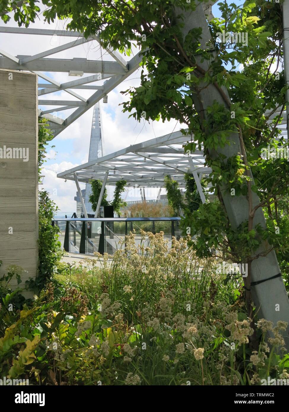 One of London's newest rooftop green spaces that offers spectacular views of the cityscape; The Garden, 120 Fenchurch Street Stock Photo