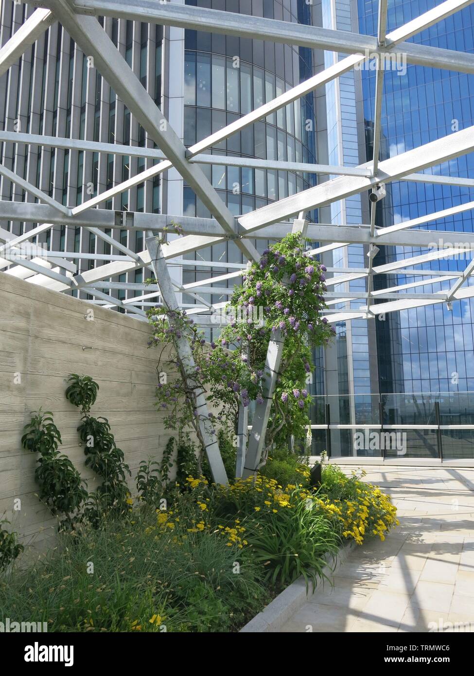 One of London's newest rooftop green spaces that offers spectacular views of the cityscape; The Garden, 120 Fenchurch Street Stock Photo