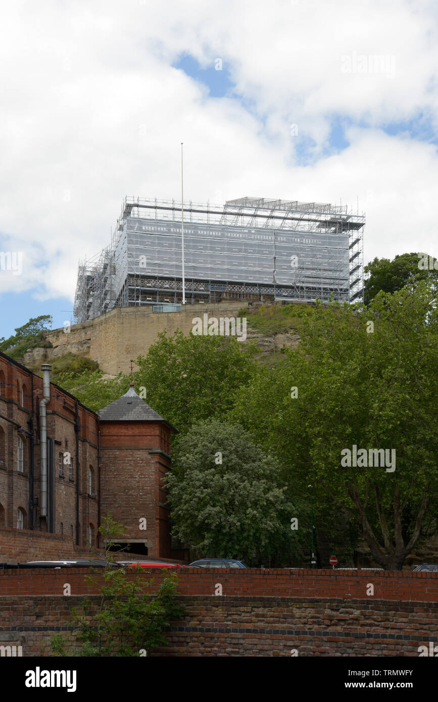 Refurbishment of Nottingham Castle seen from South side. Stock Photo