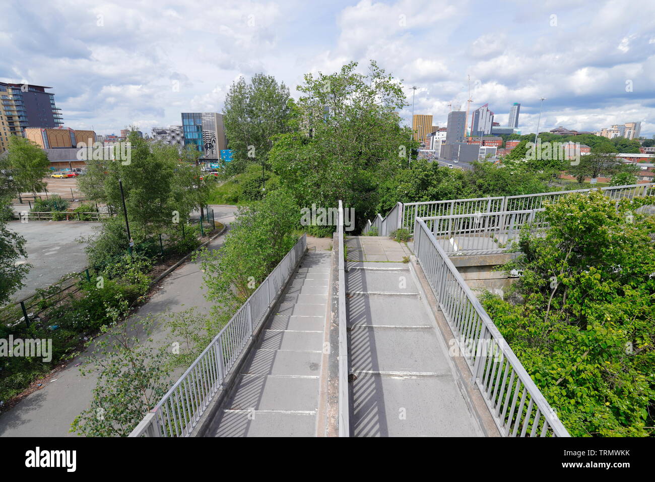 A footbridge that crosses the A58M in Leeds is a hotspot for desperate & depressed people who are contemplating suicide. Stock Photo
