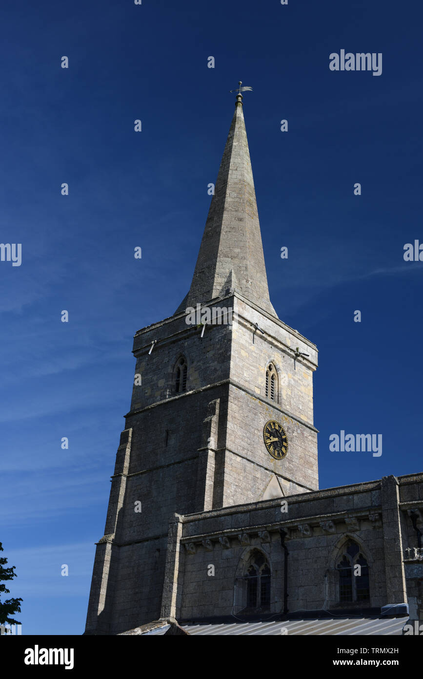 Octagonal broach spire of St Wilfrid's Church, Ottringham, East Yorkshire, England Stock Photo