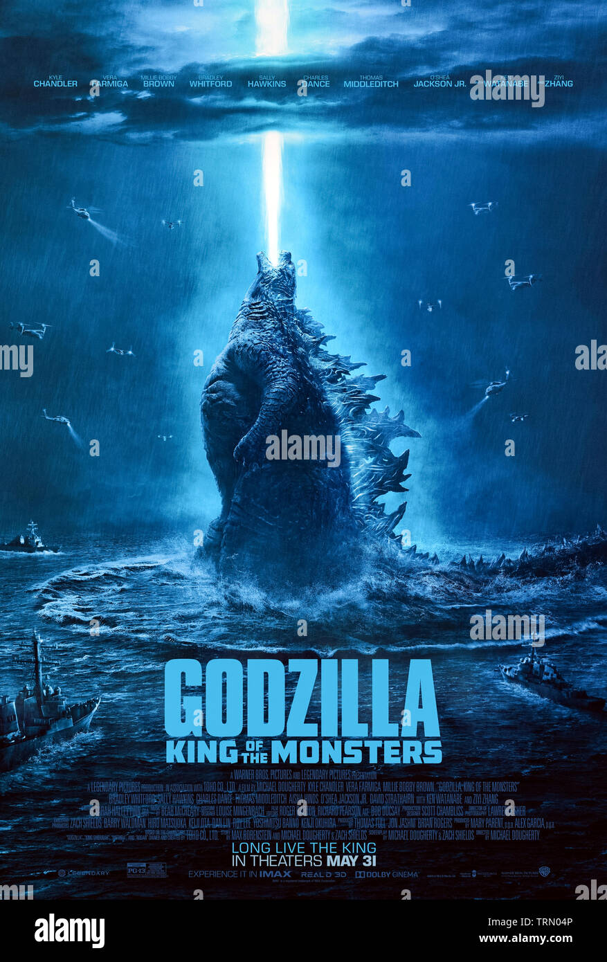 Godzilla: King of the Monsters (2019) directed by Michael Dougherty and starring Millie Bobby Brown, Vera Farmiga and Charles Dance. US one sheet poster ***EDITORIAL USE ONLY***. Credit: BFA / Warner Bros Stock Photo