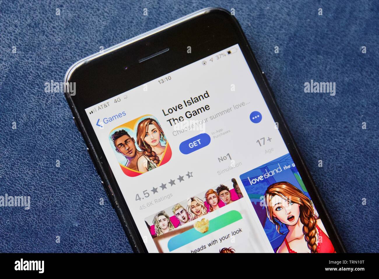 Love Island The Game, based on the popular UK reality show, on an iPhone Stock Photo